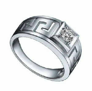 14K white gold ring Men
