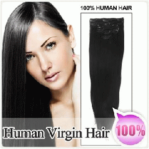 1# 7pcs/70g Clip in 100% Brazilian Human Hair